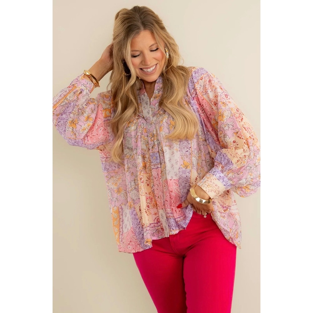 ee:some Printed Long Sleeve Blouse Color Lilac Size M